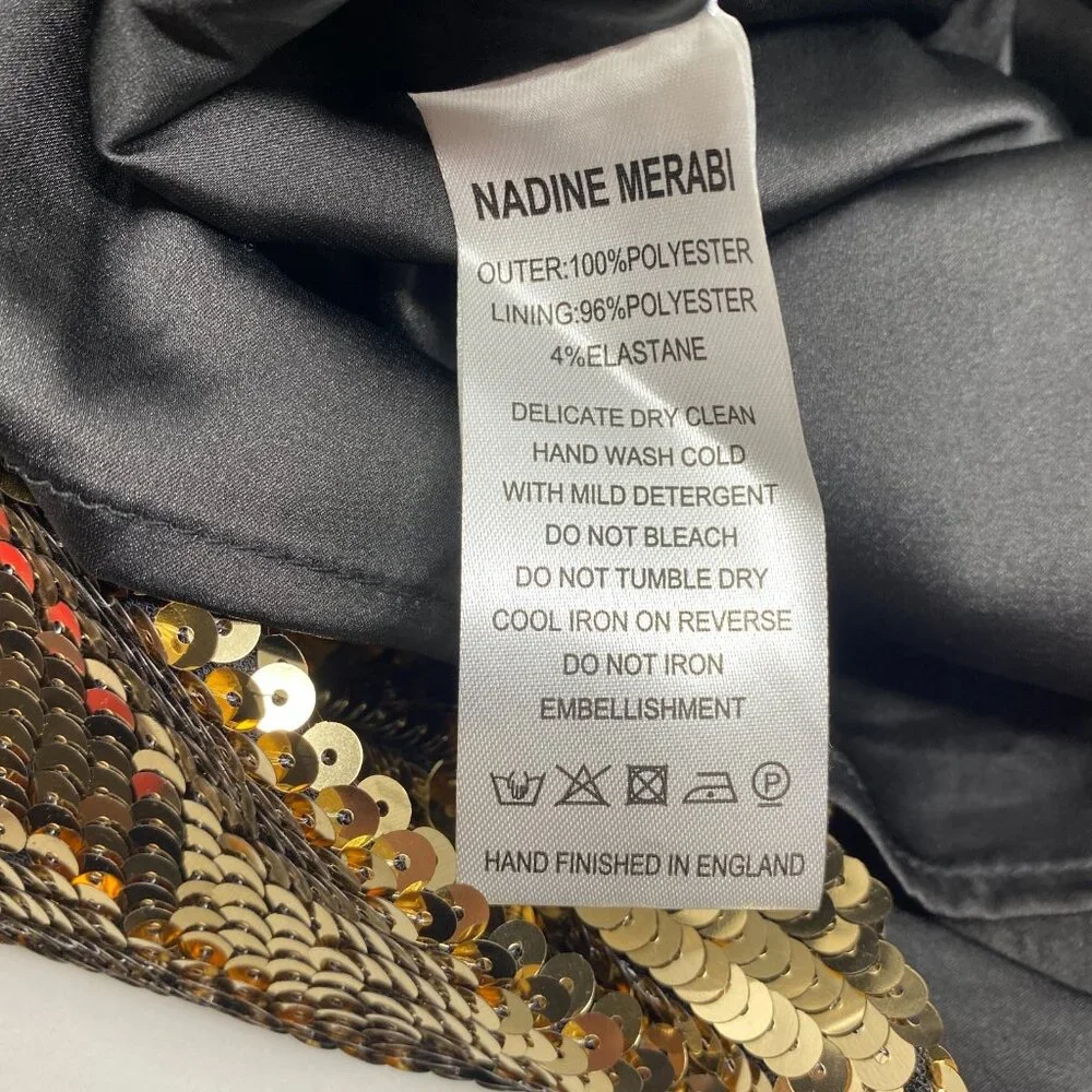 Nadine Merabi Celina Gold Sequin Dress Medium - Picture 15 of 15